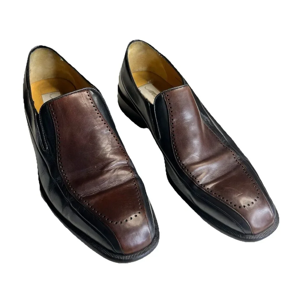 Mezlan Azores Loafer Men's 10.5M 2-Tone Oxford Leather Casual Dress Shoes Spain